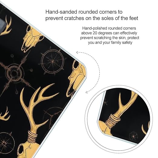 Digital Bathroom Weighing Scale Energy Saving Scale Smart Scale for Body Weight Dark Gothic Sun Moon Hunting Camo Deer Skulls