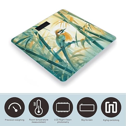 Birds and Tree Bathroom Scale for Body Weight Bathroom Weighing Scale with Backlit LCD Display Highly Accurate Measures Weight Up to 180kg