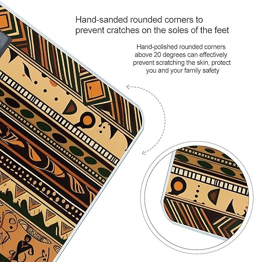 Digital Bathroom Scale for Body Weight Scale with Bright LCD Display High Accuracy Step-On Technology Auto On/Off Bohemia Style Traditional African Pattern Digital Scales 400 Lbs /180kg