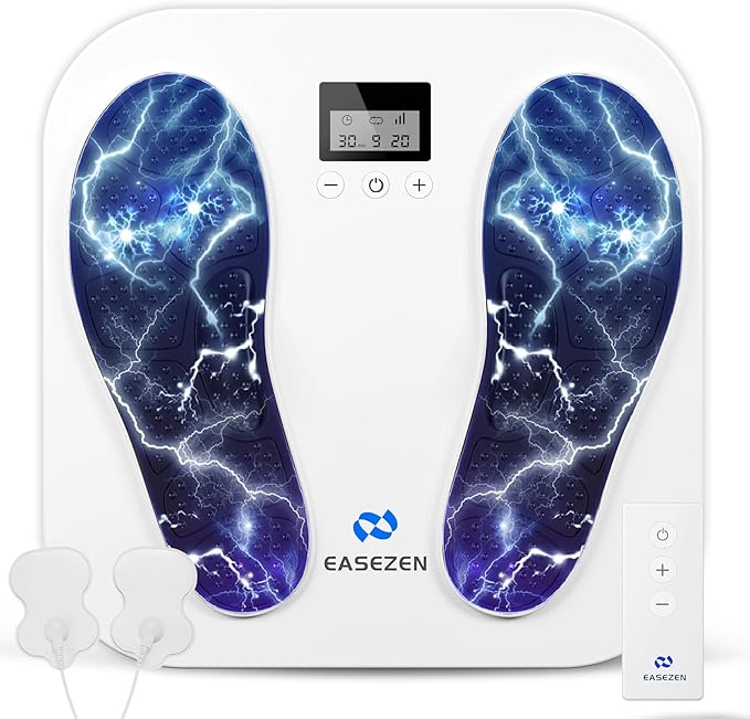 Foot Massager for Neuropathy Rechargeable TENS EMS Foot Stimulator with 10 Modes 20 Intensities Feet Circulation Stimulator for Neuropathy Plantar Fasciitis Gifts for Mom Dad
