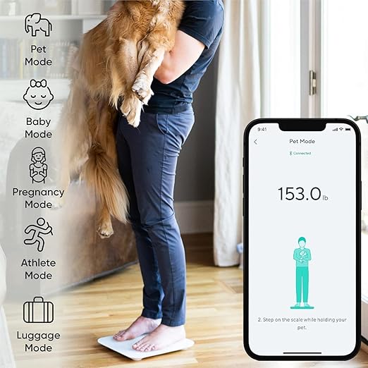 Wyze Smart Scale X - Digital Bathroom Scale for Body Weight BMI Body Fat Muscle Mass Heart Rate Monitor | ITO Glass &amp LED Backlight | Batteries Included 400 lbs (White)