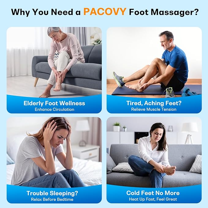 Shiatsu Feet Massager Foot Massager with Heat Deep Kneading Vibration and Air Compression for Plantar Fasciitis 2 Heat Levels Birthday Gifts for Women Mom Dad
