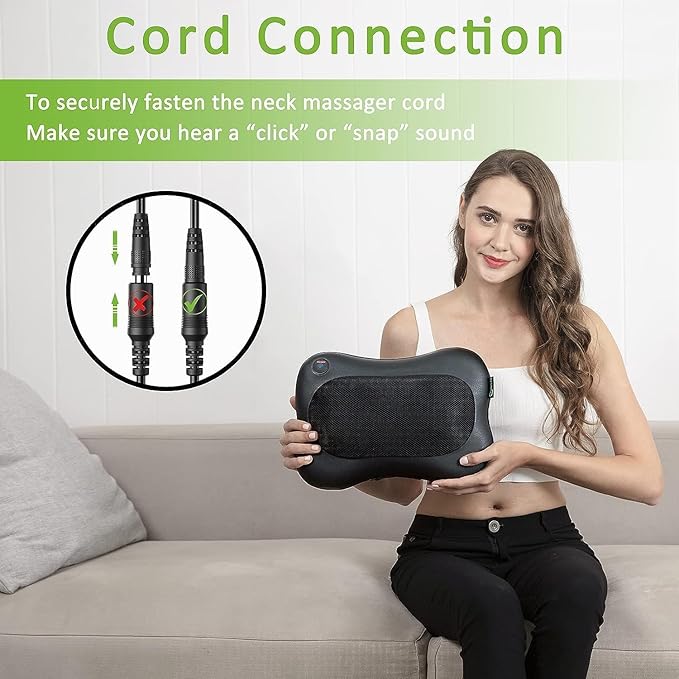 Scozza Shiatsu Neck and Back Massager with Heat Deep Tissue Electric Massage Pillow for Pain Relief Ideal for Shoulders Back Legs and Feet Perfect for Home Car Office and Gifts B
