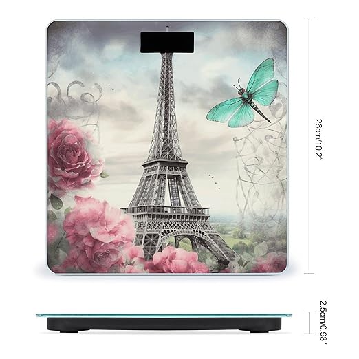 Dragonfly French Tower Bathroom Scale Automatic Power On/Off Body Scales LCD Backlight Display Square Digital Scale Rounded Corners Bathroom Scales for Home Bedrooms