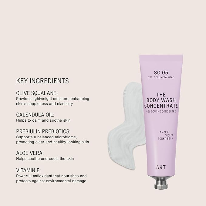 AKT The Body Wash Concentrate 3.4 Fl Oz Natural Shower Gel with Skin-Balancing Prebiotics Body Wash Women &amp Men with Olive Squalane &amp Vitamin E Sc.05 Columbia Road All Genders