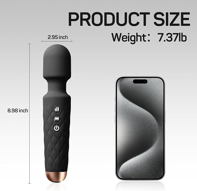 Rechargeable Personal Massager 8-Speed &amp 20-Mode Cordless Handheld Percussion Massager for Neck Back Shoulder Relaxation Quiet Handheld Body Massager with Ergonomic Design(Black)