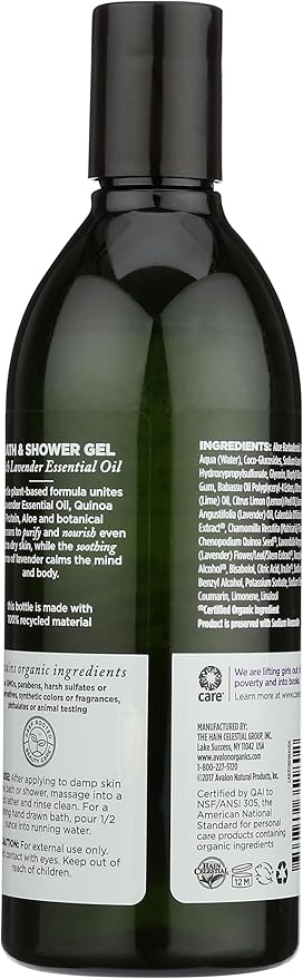 Avalon Organic Botanicals Bath &amp Shower Gel Lavender 12 oz