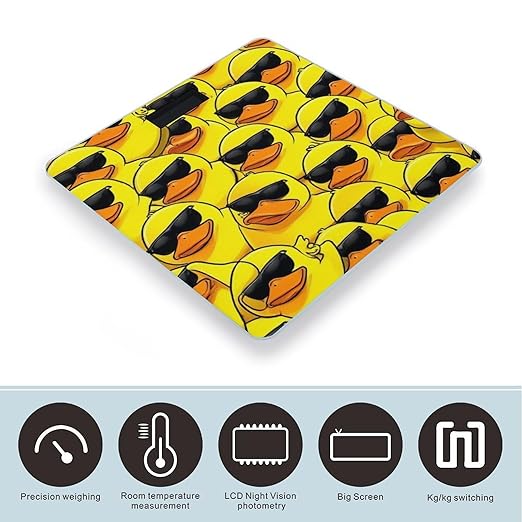 Men's Fashion Automatic Switch Digital Bathroom Weighing Scale Smart Scale Funny Sunglasses Yellow Rubber Duck
