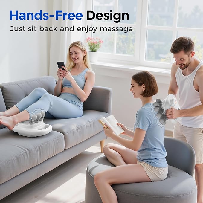 FEIERDUN 16-Head Massage Gun Set Deep Tissue Percussion Massager with 8 Modes &amp 50 Intensities Portable Quiet Muscle Massage Gun for Legs Waist Back Neck Buttocks Muscles Pain Relief White
