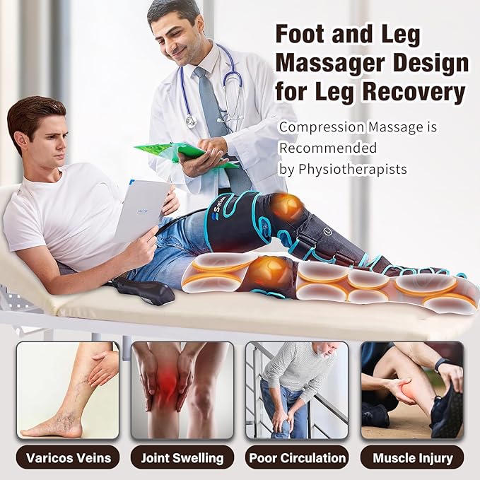 Sotion Leg Massager with Heat and Compression for Circulation &amp Recovery Upgraded Foot Calf Thigh Sequential Massager Device with Handheld Controller 4 Modes 4 Intensities Help for Leg Pain Rel