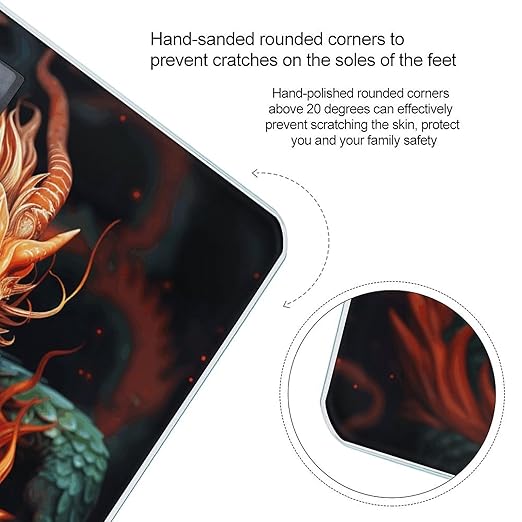 Chinese Dragon Scale for Body Weight Safe Rounded Corners Tempered Glass Digital Bathroom Scale LED Display 400lb Capacity Weight Scales with High Precision Sensors