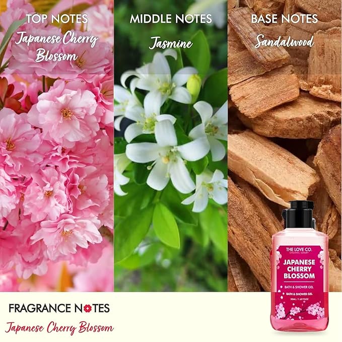 T.H.E. L.OV.E Japanese Cherry Blossom Body Wash | Luxury Body Wash for Women | Organic &amp Vegan | Shower Gel Women | 100% Vegan | Luxury Beauty | Body Skin Care Products 50ml(1.6 fl oz)