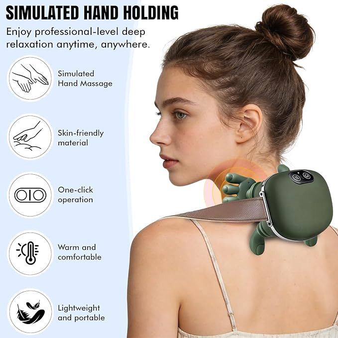 Neck Massager with Heat for Pain Relief Deep Tissue Shiatsu-Style Shoulder Back Massager Cordless Hands-Free Electric Massager 2026 Gifts for Women Men