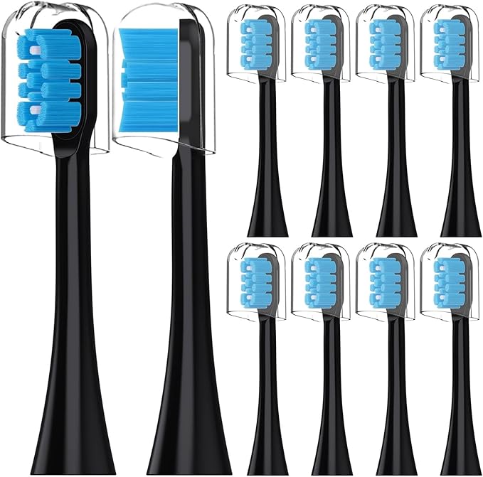 Compatible with Sonic Electric Toothbrush Replacement Heads with 10(Black)