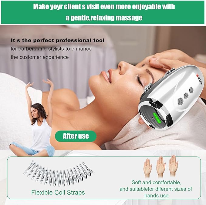 WMARK Barber Massager/Cordless HandheldMassager Charge Neck/Legs/Hand/FaceMassager 2 Massage Nodes 2600AMHSilver