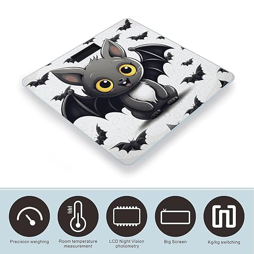 Digital Bathroom Scale for Body Weight Scale with Bright LCD Display High Accuracy Step-On Technology Auto On/Off Cute Bat Digital Scales 400 Lbs /180kg