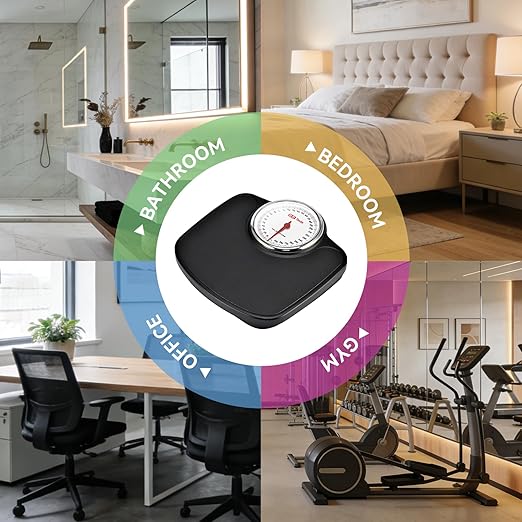 Tada Analog Scale for Body Weight Up to 300 LB Large Non-Digital Mechanical Bathroom Scale with Easy-Read Dial and Anti-Slip Platform