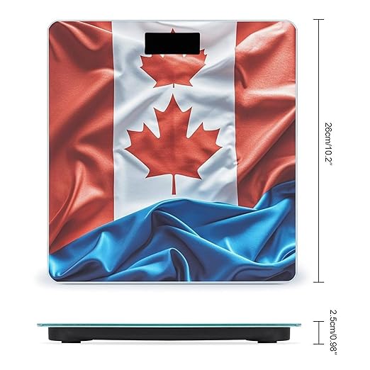 Retro Canada Flag Bathroom Scale Digital Weight Scale Precision 400 Lbs Weighing Scales Large with LCD Backlight Display BMI Measures