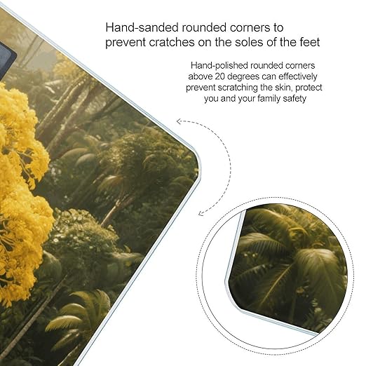 Yellow Tree of Life Design Bathroom Scale for Body Weight Bathroom Digital Electronic Weighing Scale with Back Lit LED Display Sturdy Tempered Glass Weight Watchers Scales 400lb