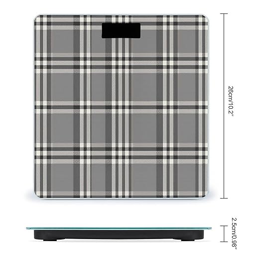 Gray Plaid Lines Bathroom Scale for Body Weight LCD Display Digital Bathroom Scale Tempered Glass Bathroom Weight Scales Fashion Smart Scales for Home Bedroom 400 Lb