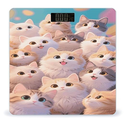 Cute Cat Weight Scale Large Digital Bathroom Scales with Bright LED Display Non Slip Digital Scale and Step On Fashion Weighing Machine for Body