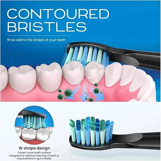 12/16/20PCS Electric Toothbrush HeadsCompatible for with D7/D8/FW507/FW508/FW551/917/959/Moderately Soft Bristles Brush(20pcs Black)