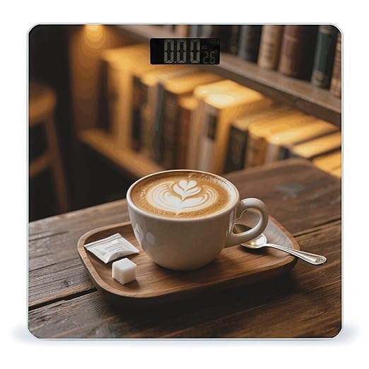 Coffee Weight Scale Cute Bathroom Scale for Body Highly Accurate Digital Weighing Machine for People Compact LCD Display Scales with Sturdy Toughened Glass Scales