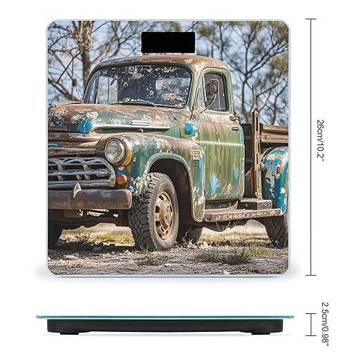 Old Truck Car Scale for Body Weight Accurate Digital Bathroom Scale Toughened Glass High Precision Scales Smart Weight Scales with Large LCD Backlight Display Weighing Machine