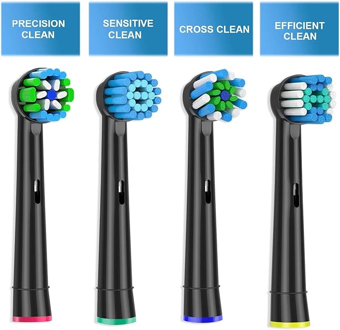 16Pack Replacement Brush HeadsCompatible for Oral BElectric Toothbrushes Floss Cross Action 3D Pro White Precision Standard Daily Clean(16Pack-Black)