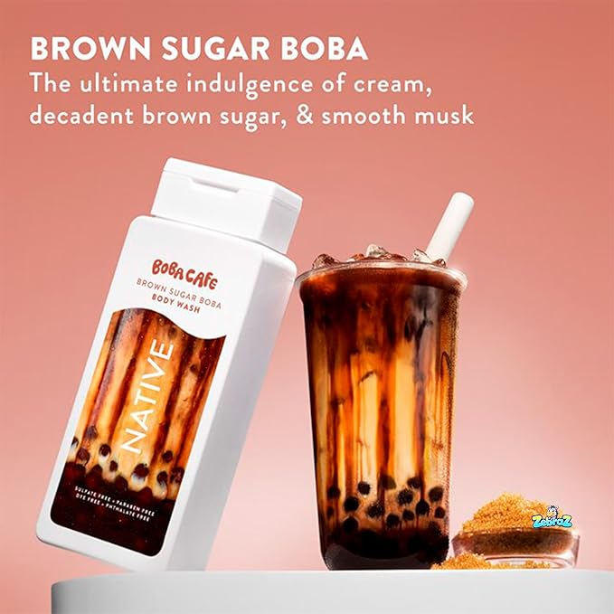 Native Body Wash Limited Edition Brown Sugar Boba Sulfate Free Body Wash for Women &amp Men Boba Café 18 fl - Pack Of 02