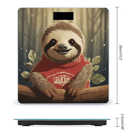 Cartoon Sloth Bathroom Scale for Body Weight Bathroom Digital Electronic Weighing Scale with Back Lit LED Display Sturdy Tempered Glass Weight Watchers Scales 400lb