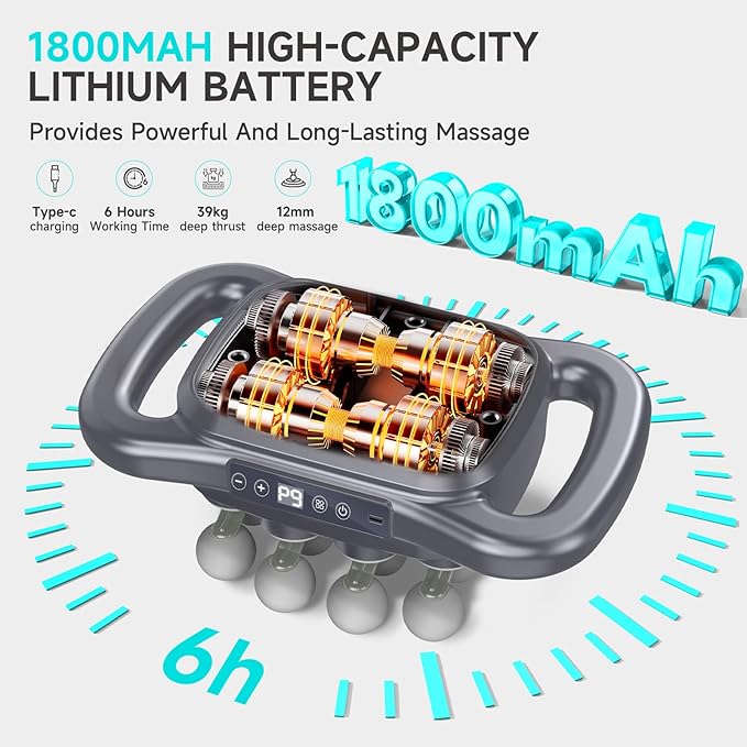 16-Head Massage Gun Deep Tissue Massager with 9 Modes &amp Levels Quiet Muscle Massage Gun for Back Shoulders Legs Foot Body Muscle Pain Relief Dark Grey