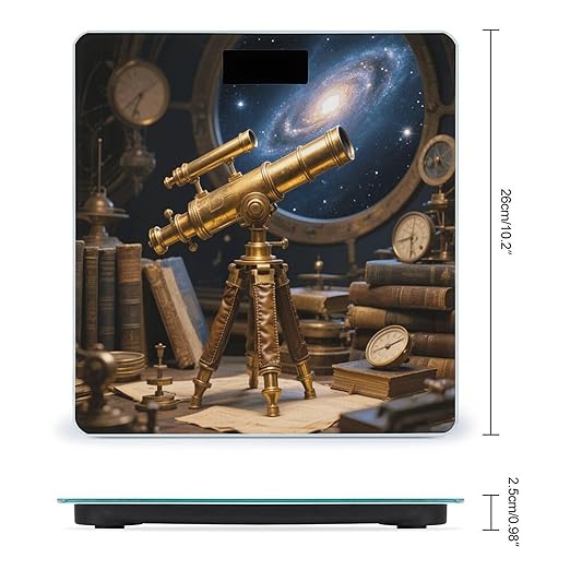 Brass Scope Galaxies Scale for Body Weight Sturdy Tempered Glass Weighing Scales with LCD Display Accurate Digital Bathroom Scale Convenient Body Fat Smart Scales Easy Read