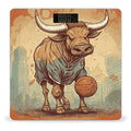 Hand Drawn Bull Pattern Scale for Body Weight Anti-Slip Tempered Glass Digital Bathroom Scales Clear LCD Display Weighing Scale Safe Rounded Corners Smart Scales