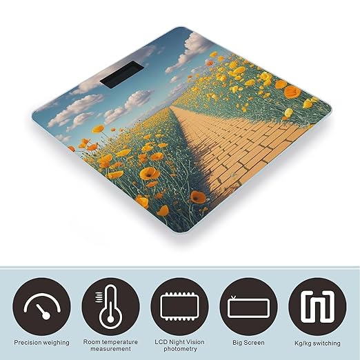 Poppies Field Yellow Brick Road Scale for Body Weight Smart Scales Digital Bathroom Scale High Precision Weighing Scales with Large Display Weighing Machine for People