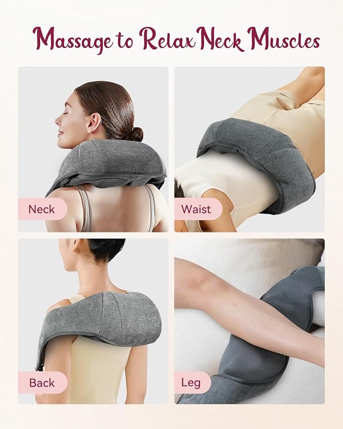 Cordless Neck Massager for Pain Relief Deep Tissue Kneading Shiatsu Neck and Shoulder Massager with HeatCordless Massager for Back and Shoulder Pain Gifts for Women Men Home Office Christmas