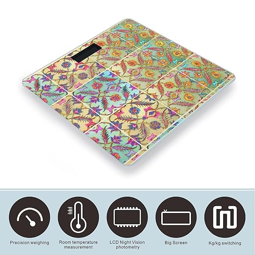 Digital Glass Boho Chic! Gypsy Chic! Bohemian Decor!Bathroom Scale Scale for Body Weight Digital Bathroom Weighing Machine Battery Powered Measures Weight Up to 400 Lb Capacity