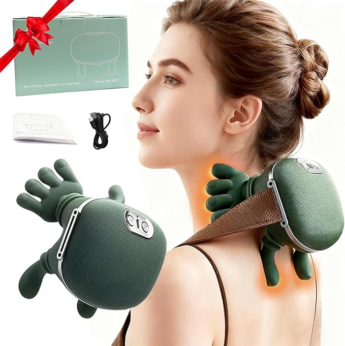 Siasoo Neck Massager With Heat-Wireless Portable Shiatsu Neck and Shoulder Deep Tissue 4D Kneading Back Massage With FingersSimulated Human Hand Design for Muscle Relax Massager Easter Gift for Mom