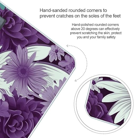 Purple White Floral Scale for Body Weight Smart Scales Digital Bathroom Scale High Precision Weighing Scales with Large Display Weighing Machine for People