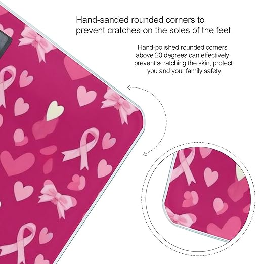 Smart Scale for Body Weight Automatic Switch Digital Bathroom Weighing Scale Love Heart Breast Cancer Awareness Ribbons