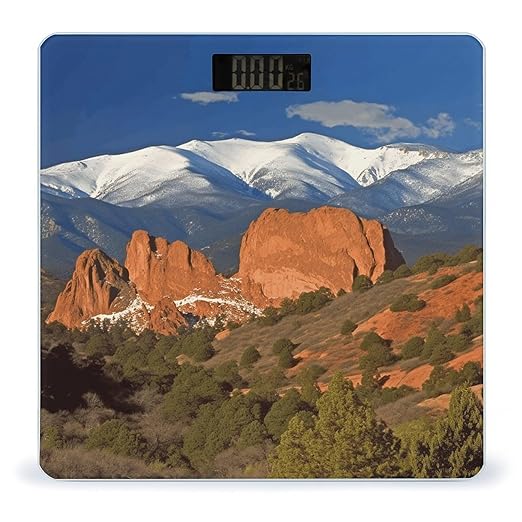 Pikes Peak Colorado Bathroom Scale Rounded Smart Scale for Body Weight Automatic Power On/Off Weight Scales Accurate Bathroom Digital Scales for Pet Home Bedroom Kitchen