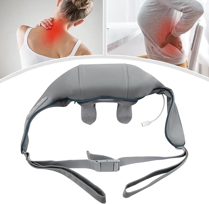 Neck Massager for Pain Relief Deep Tissue 5D Kneading Neck and Shoulder Massager with Heat 6 Massage Heads Rechargeable Massager Gifts for Women Men Mom Dad (Grey)