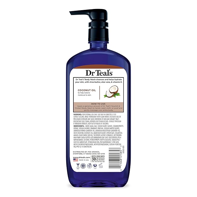 Dr Teal's Body Wash with Pure Epsom Salt with Coconut Oil 24 fl oz (Pack of 4)