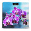 Beautiful Orchid Scale for Body Weight Safe Rounded Corners Tempered Glass Digital Bathroom Scale LED Display 400lb Capacity Weight Scales with High Precision Sensors