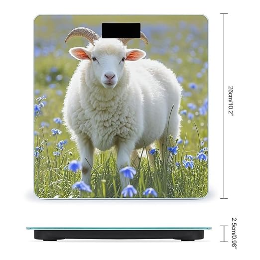 Sheep Bathroom Scale for Body Weight Bathroom Weighing Scales with Back Lit LED Display Sturdy Tempered Glass Body Weight Bathroom Scale 400lb Weighing
