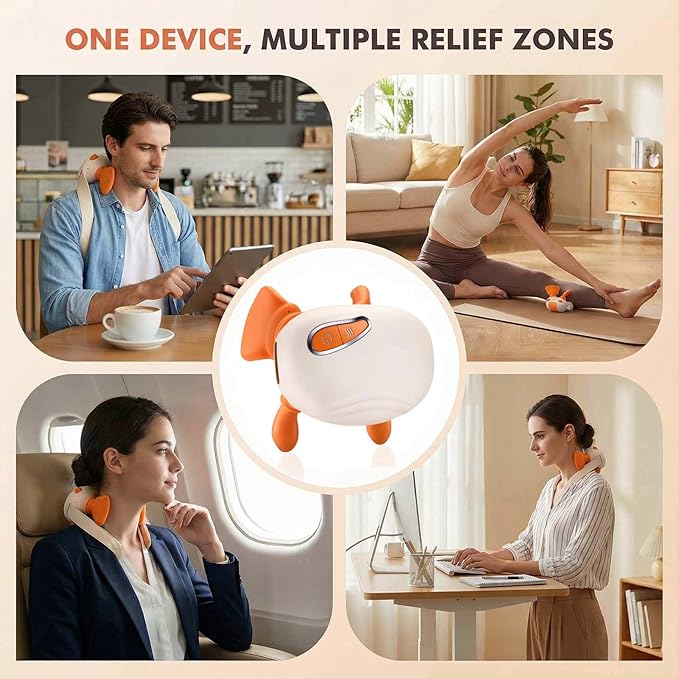 4D Neck and Shoulder Massager Bionic Heated Massager Shiatsu Kneading &amp Hands Traction for Deep Tissue Portable Wireless Massager for Daily Body Relief 3 Relax Modes Gift for Men Women