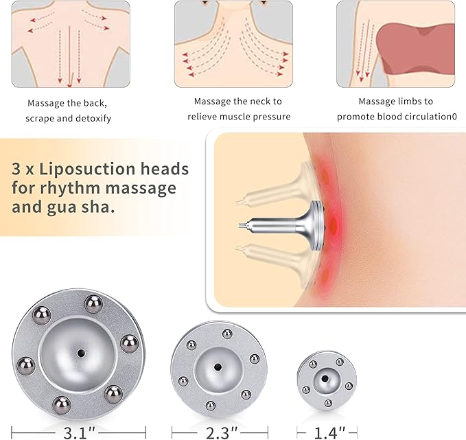 Yofuly Vacuum Therapy Machine Multifunctional Vacuum Therapy Cupping Machine Vacuum Cupping Machine with 30 Vacuum Cups and 3 Gua Sha Handles | 0-70 cmHg