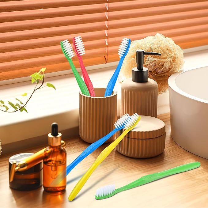 Tioncy 1000 Pieces Disposable Toothbrushes Individually Wrapped Toothbrushes Bulk Soft Bristle Tooth Brush Travel Manual Brush for Adults Camping Homeless Office Dental Care
