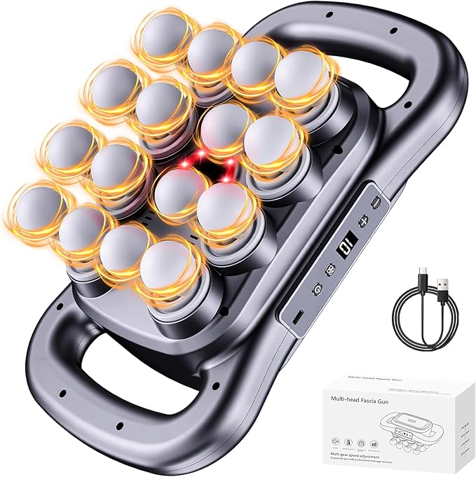 16 Head Massage Gun Deep Tissue 2026 Upgrade Back Muscle Massager with 9 Modes &amp 9 Intensities2600mAh6H Runtime Quiet Percussion Massager for Legs Waist Back Muscle Pain Relief