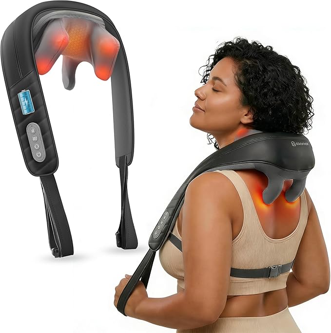 COMFIER Hands-Free Neck and Shoulder Massager with Heat Cordless 4D Deep Tissue Kneading Back Massager Rechargeable Shiatsu Massage for Pain Relief Home Office &amp Housework